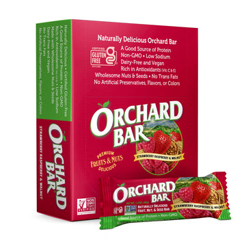 Orchard Bar Non-GMO Fruit & Nut Bars, Strawberry Raspberry Walnut, 1.4 Oz, Pack of 12