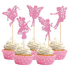 30 PCS Fairy Cupcake Toppers Glitter Flower Angel Fairy Cupcake Picks Ballet Dancer Cake Decorations for Wedding Bridal Shower B