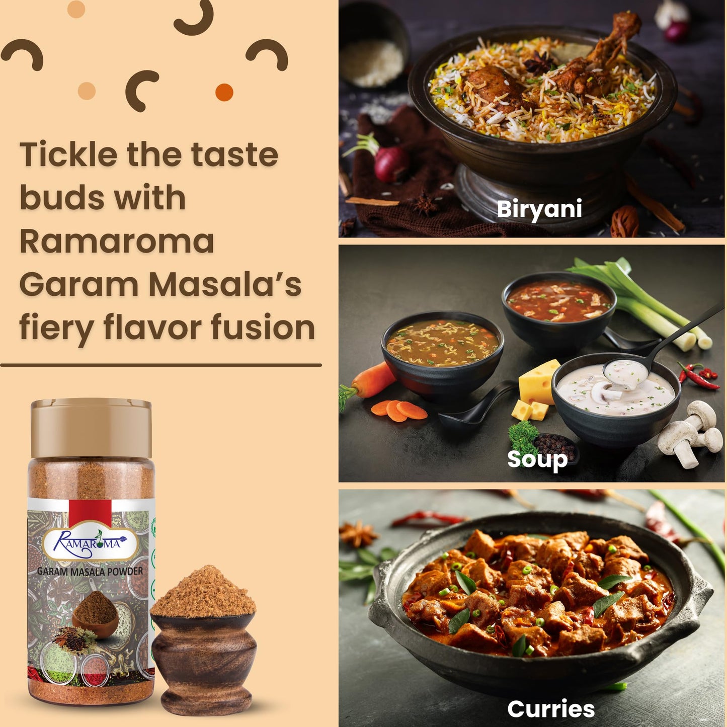 Ramaroma Natural Garam Masala Indian 15-Spice Blend Powder, 3.5Oz (100G) All Natural, Salt-Free | Vegan | No Colors | Gluten Fri