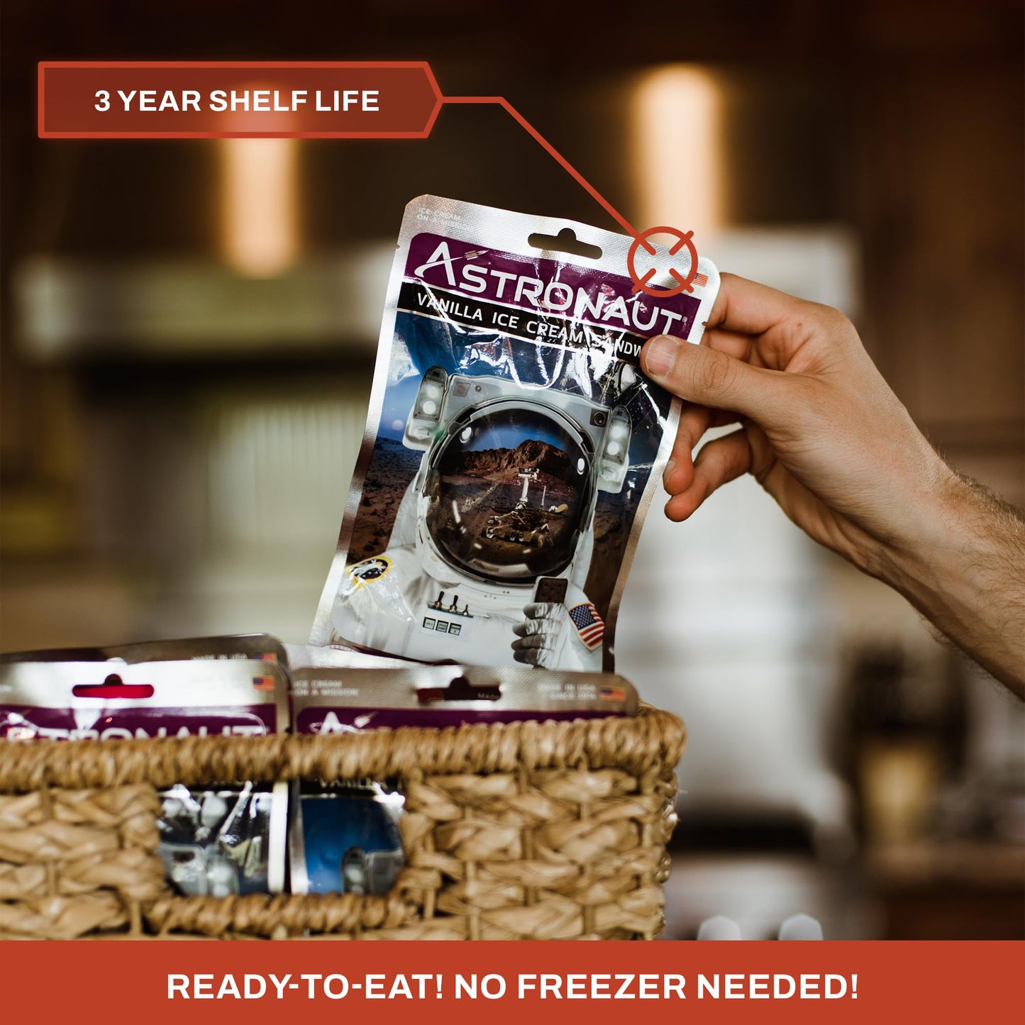 Astronaut Foods Freeze-Dried Ice Cream Sandwich, NASA Space Dessert, Vanilla, 12 Count