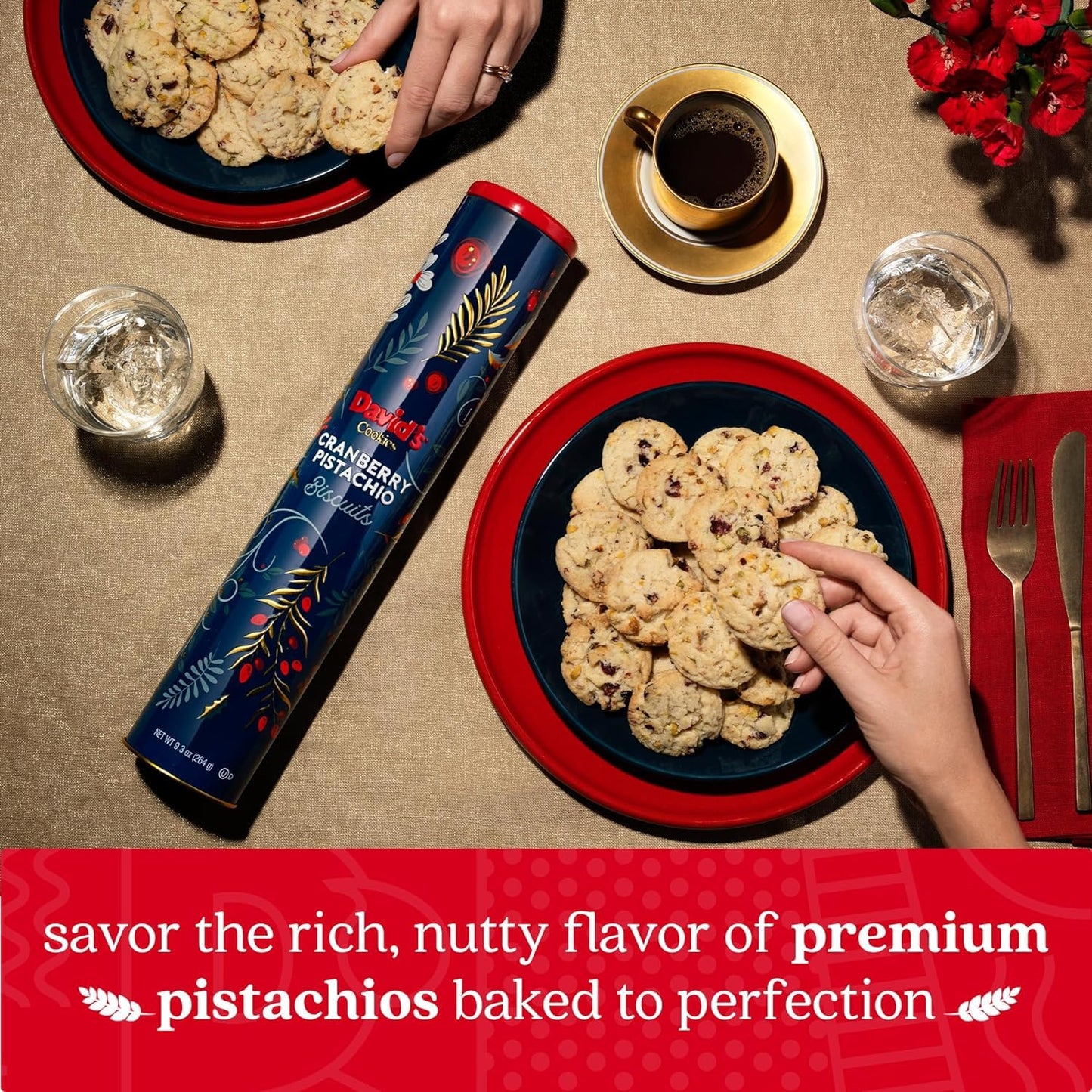 Davids Cookies Cranberry Pistachio Biscuits - Gourmet Snacks, 2 Count Pack