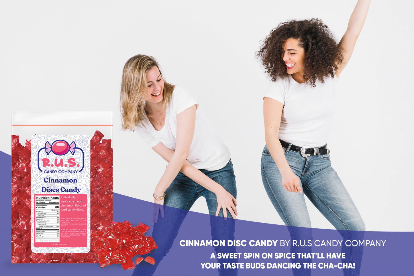 R.U.S. Candy Company Cinnamon Disc Candy - 3 Pound Bag - Spicy Hard Candy Perfect For Parties And Gift Giving (3 Pound, Cinnamon