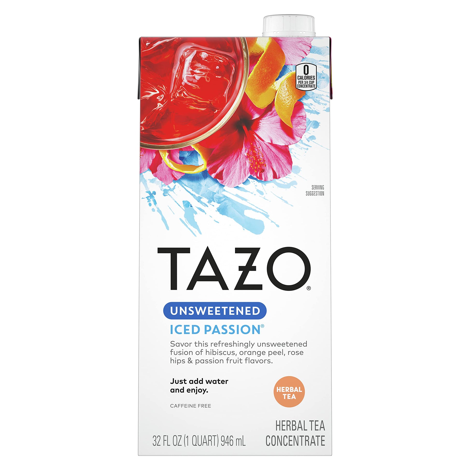 Tazo Unsweetened Iced Herbal Tea Concentrate For A Refreshing Iced Beverage Passion With Tropical Flavors 32 Oz