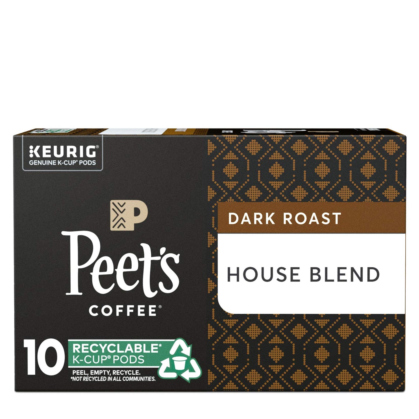 Peets Coffee House Blend K-Cup Coffee Pods, Dark Roast, 10 Count, Compatible with Keurig Brewers
