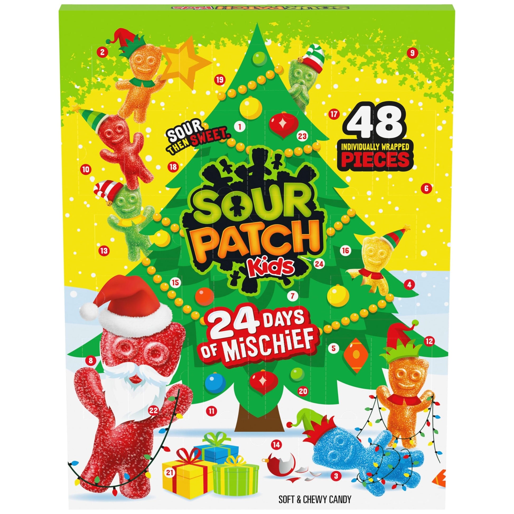 SOUR PATCH KIDS Big Kids Soft & Chewy Candy Holiday Advent Calendar  24 Days (48 Pieces of Candy)