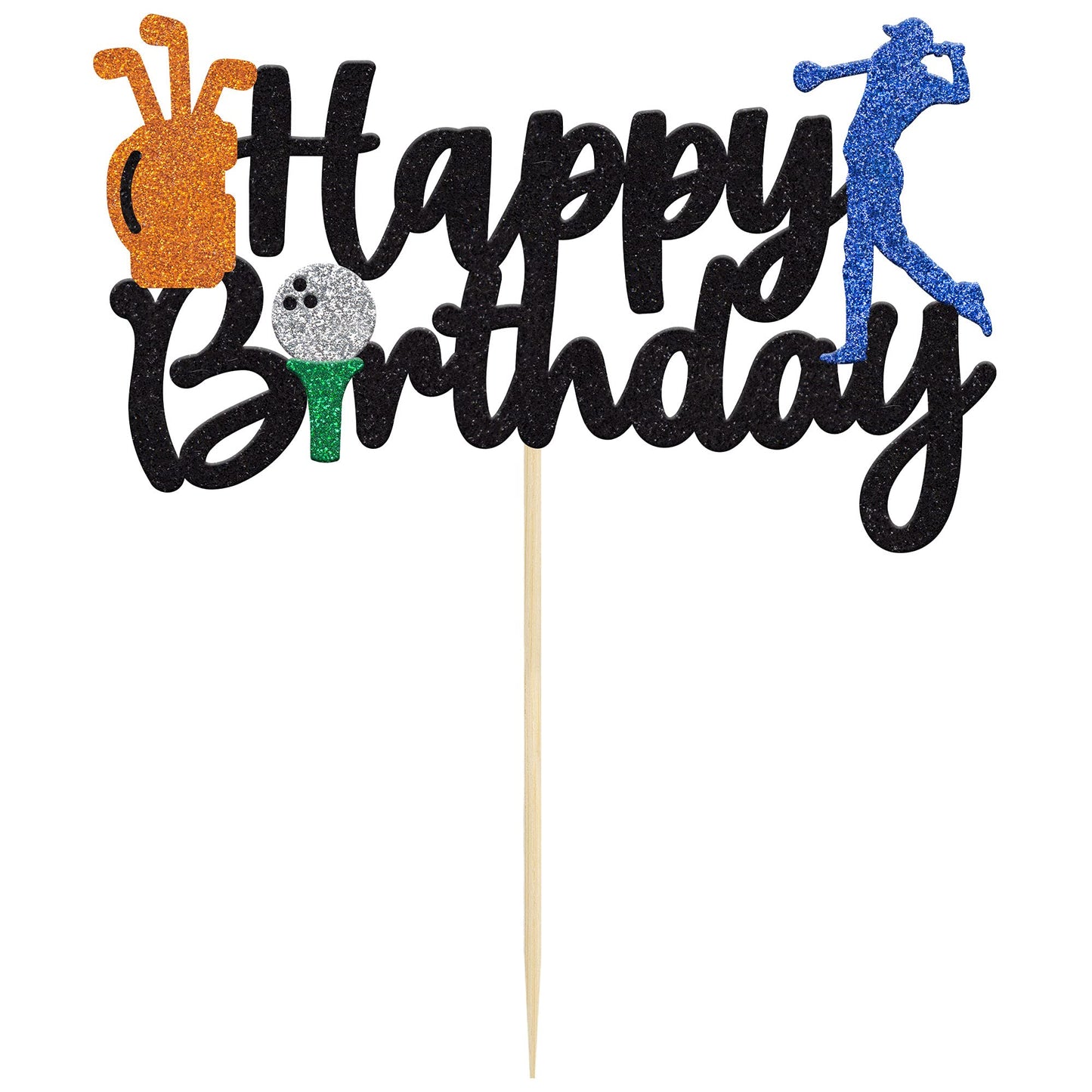 Gyufise 1Pcs Golf Cake Topper Golf Happy Birthday Sign Cake Topper Golf Ball Player Cake Decorations For Sport Theme Man Boy Gir