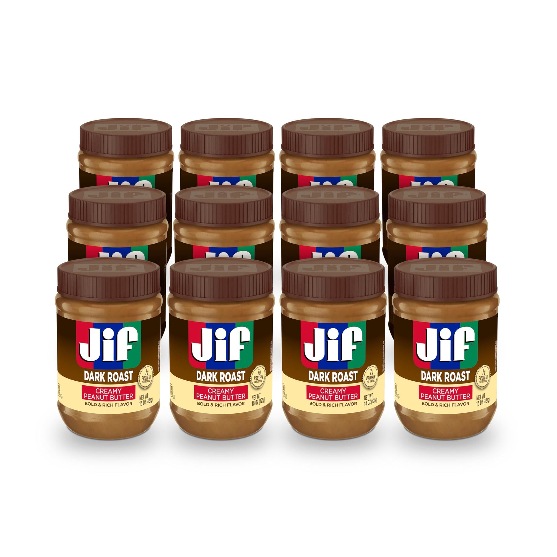 Jif Dark Roast Creamy Peanut Butter, 15 Oz. Jar (Pack of 12)