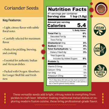 SHUBHAAVYA Whole Coriander Seeds - All Natural, Gluten Free, NON-GMO, 2.6oz (74g)