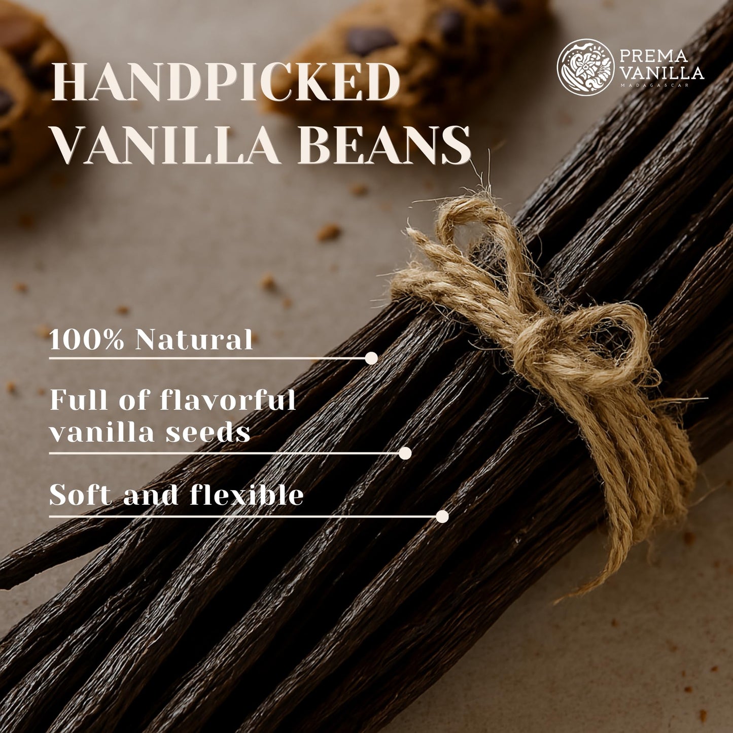 Prema Vanilla Madagascar Vanilla Beans, Grade A Spirit-Inspired Flavor Pods For Making Vanilla Extract, Good For Cooking And Baking, Rich And Intense Aroma, Pack Of 20 Beans Plus 1 Gift Bean