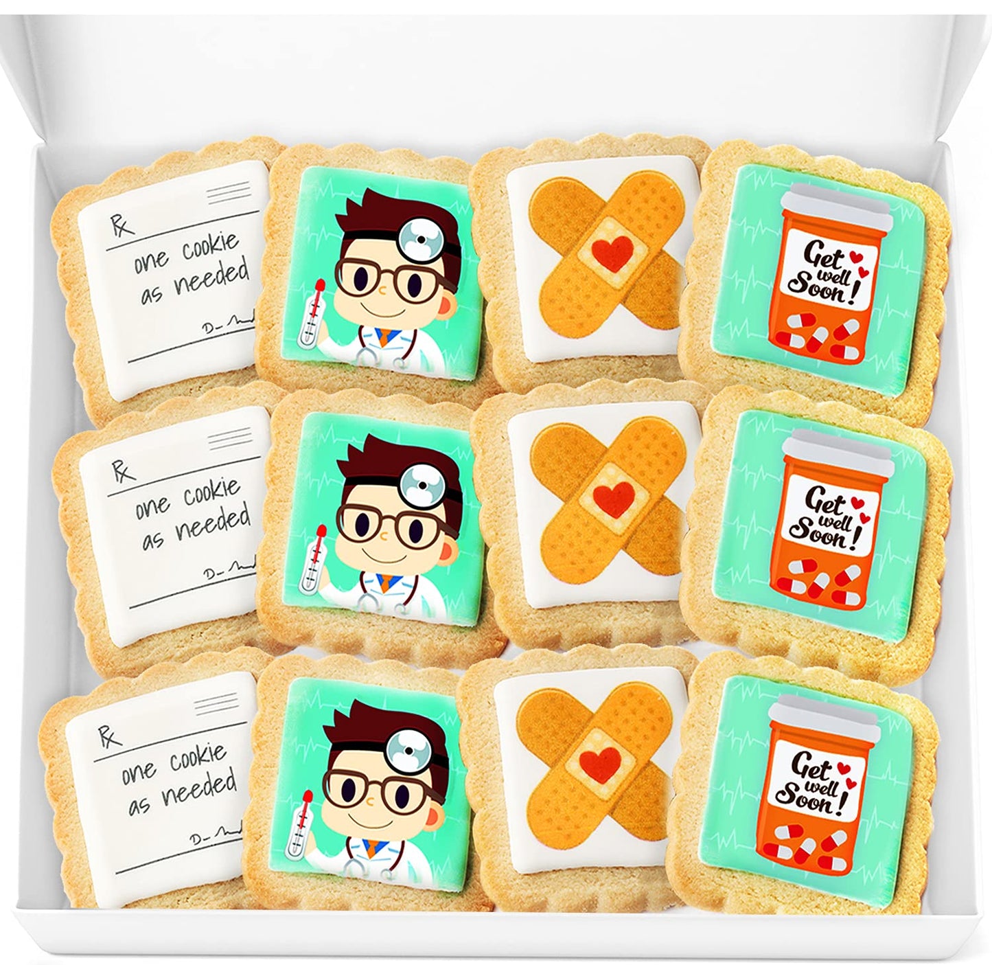 Get Well Soon Cookies Gift 12 Pack Decorated Individually Wrapped
