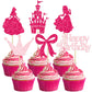 Gyufise 24Pcs Princess Cupcake Toppers Glitter Castle Bowknot Happy Birthday Cake Topper Decorations for Princess Happy Birthday