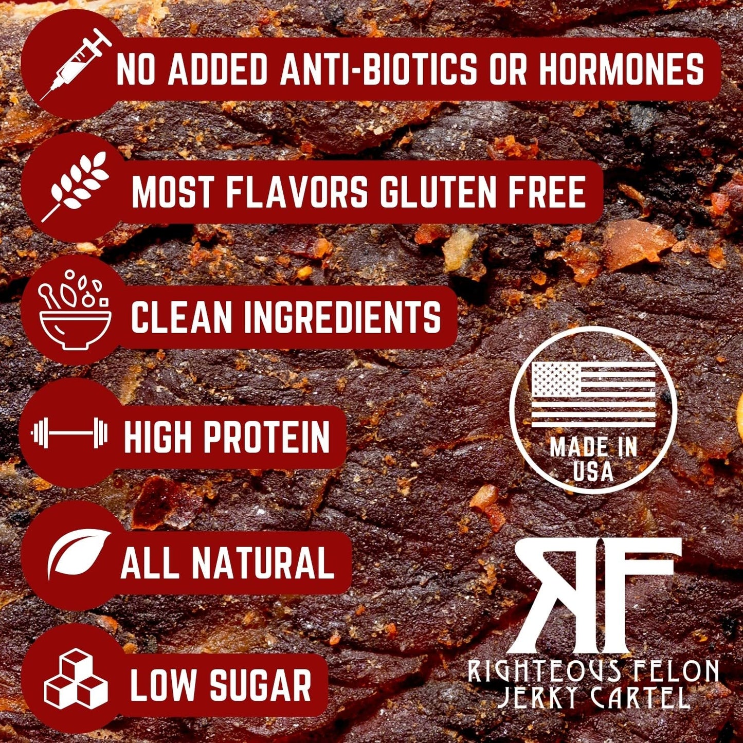 RIGHTEOUS FELON Beef Jerky Variety Pack | High Protein, Keto, Low Sugar | 16 Pack, 2 Ounce Each, Gluten Free