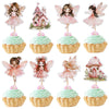 40 PCS Fairy Cupcake Toppers Flower Wing Angel Fairy Cupcake Picks Ballet Dancer Fairies Party Cupcake Decoration for Wonderland
