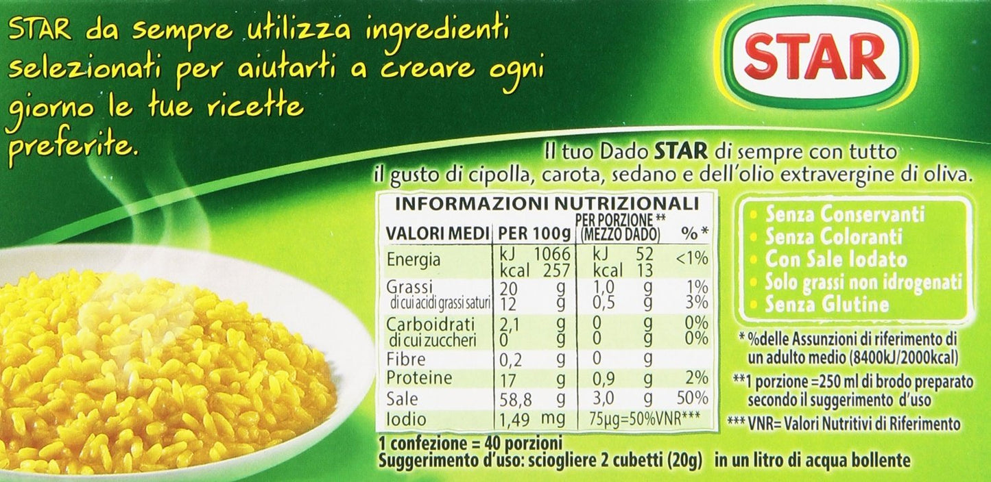 Star: Il Mio Dado Classico Bouillon Cubes, Classic Taste Pack of 20, 10g Each Pack of 2 [ Italian Import ]