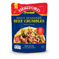 HEREFORD Spicy Seasoned Beef Crumbles, Fully Cooked & Ready-to-Eat, 12g Protein, 6oz Pouch, Shelf Stable, Halal, Case of 12