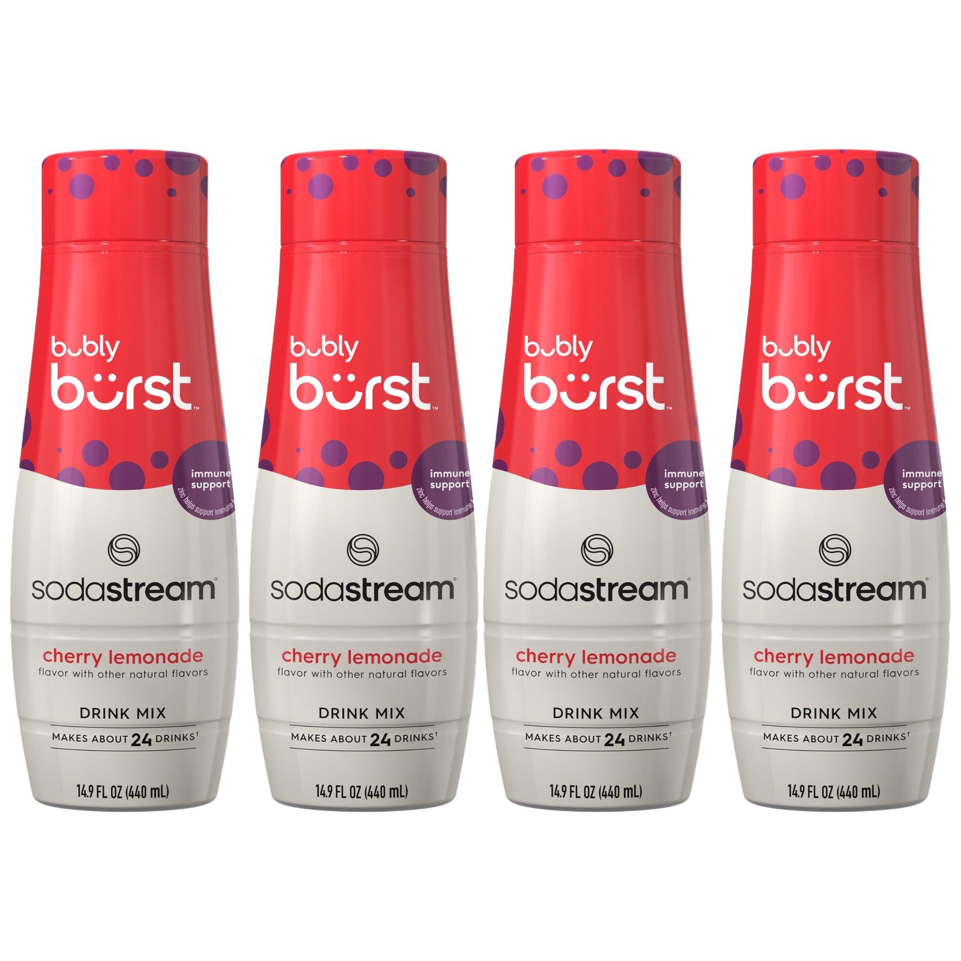 SodaStream Bubly Burst Cherry Lemonade Drink Mix (440ml, Pack of 4)