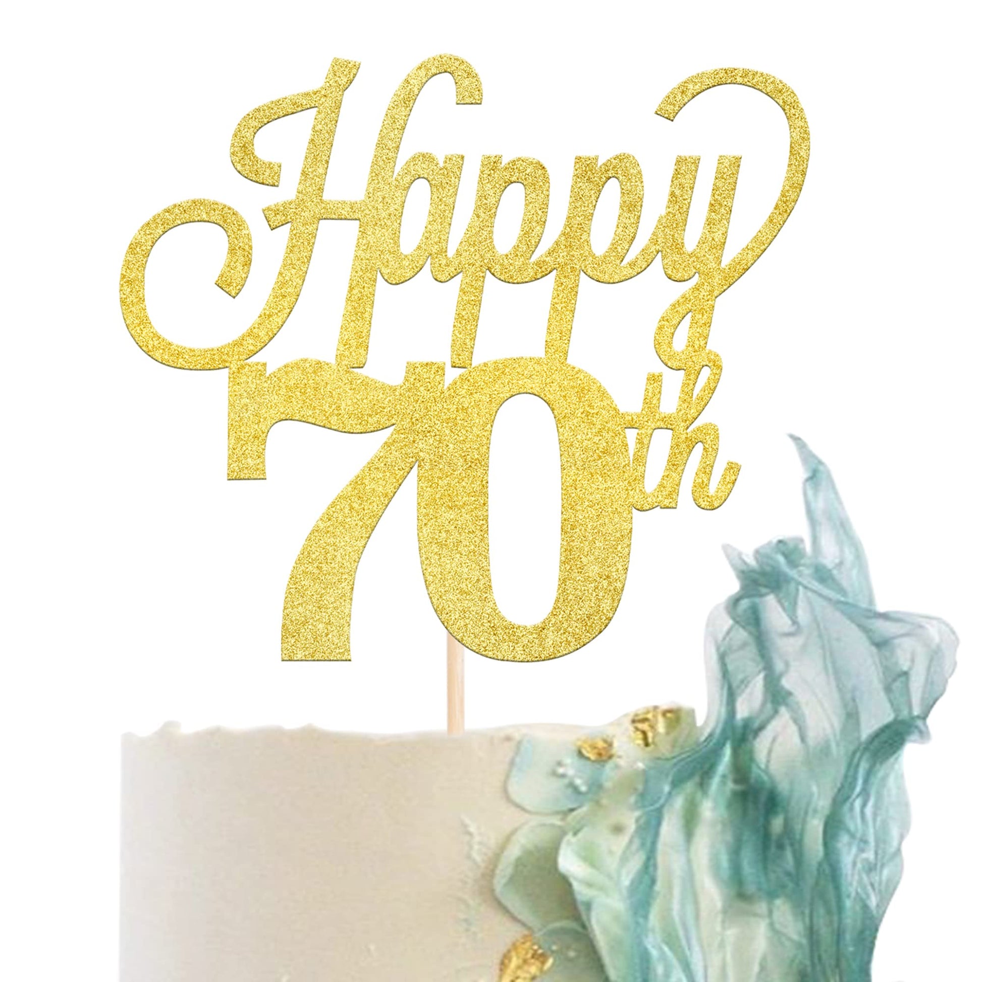 1 Pack Happy 70Th Cake Topper Black Glitter Number 70 Seventy Birthday Cake Pick Decorations For Cheers To 70 Years Old 70Th Birthday Wedding Anniversary Party Supplies Gold