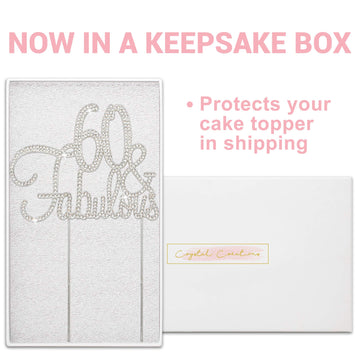 Crystal Creations 60 Cake Topper - Premium Silver Metal Decoration - 1 Count - Fabulous 60th Birthday Centerpiece - Model 601202243334
