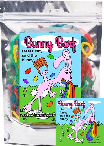 Bunny Barf Rainbow Lace Licorice Funny Unique Easter Basket Stuffer Gag Gift Candy For Birthday Girls, Boys And Teens (5.5 Ounce