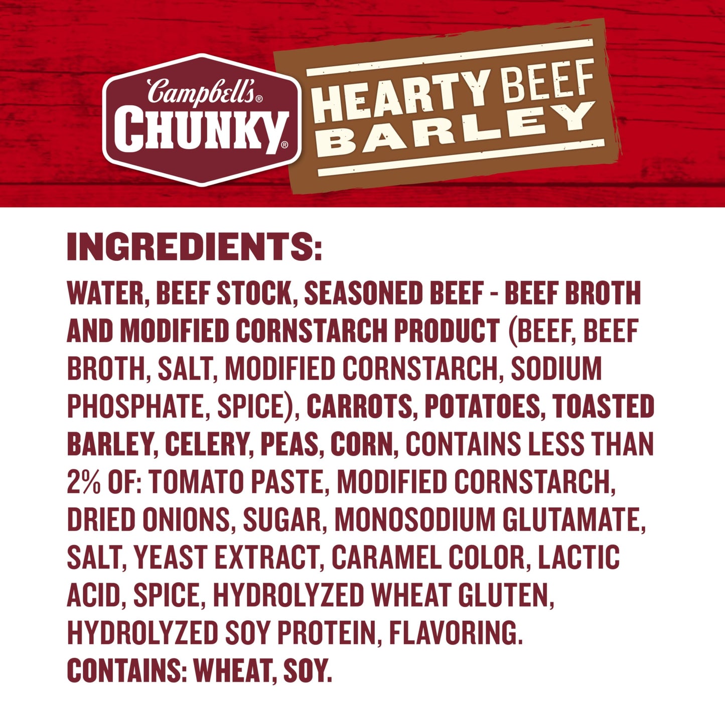 Campbell'S Chunky Soup, Hearty Beef And Barley Soup, 18.8 Oz Can