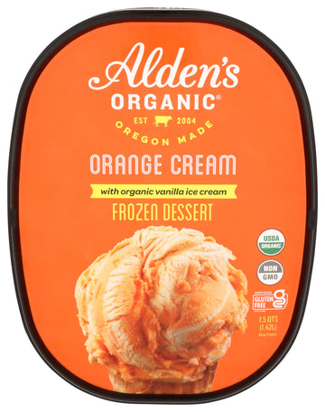 Aldens Organic Orange Cream Ice Cream, 1.5 Qt