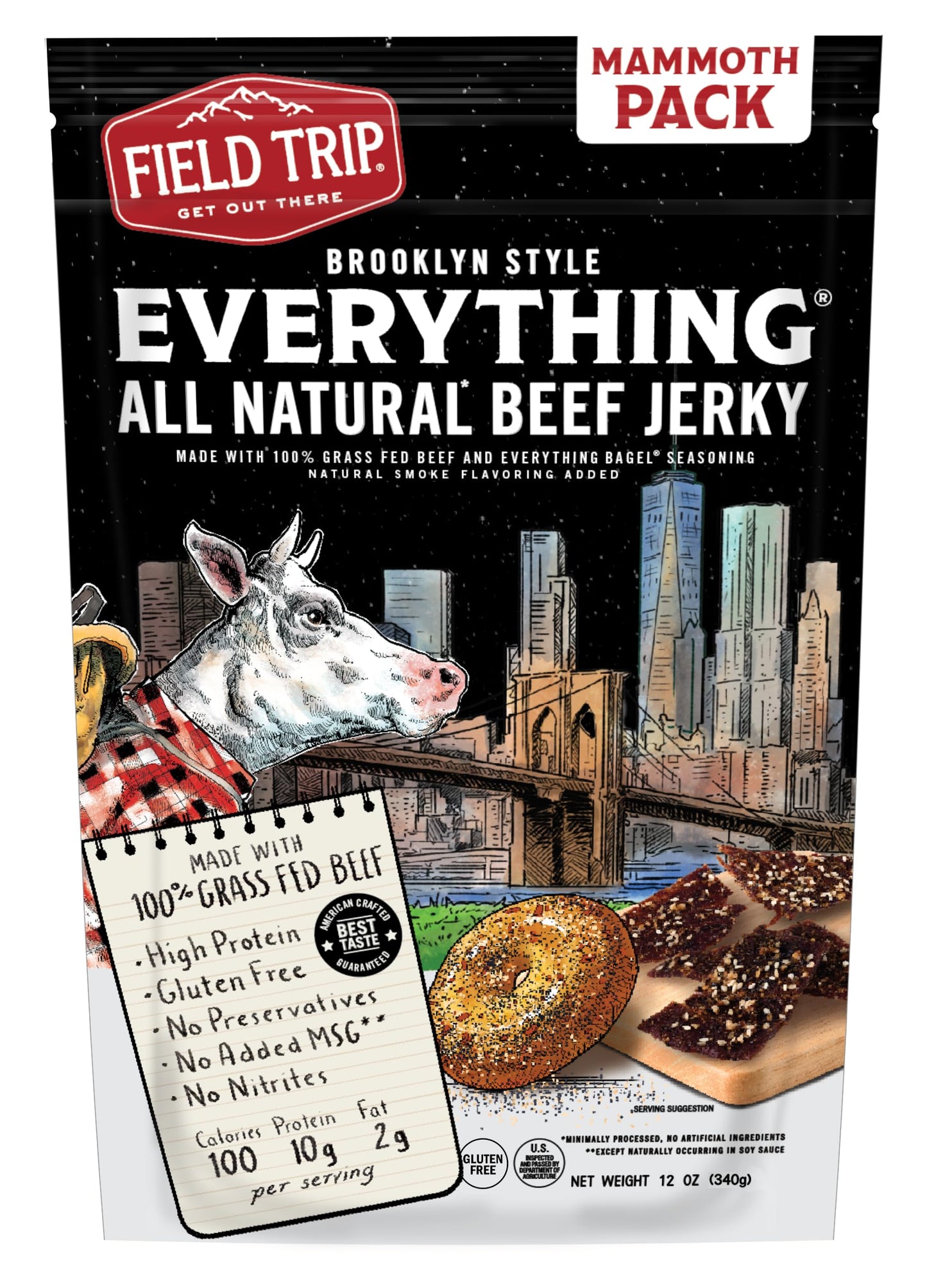 Field Trip Grass Fed Beef Jerky, Healthy Gluten Free Snacks, All Natural, Paleo-Friendly Meat Snacks, High Protein, Low Carb Sna