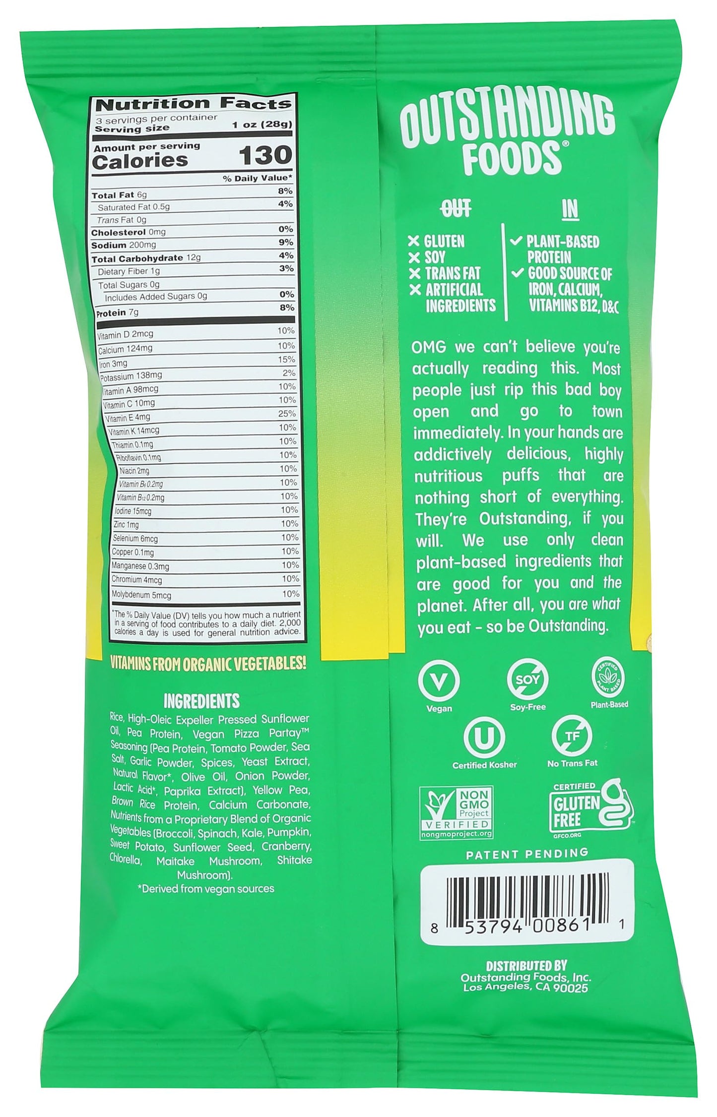Outstanding Foods Meal In A Bag Pizza Partay Puffs, 3 Oz