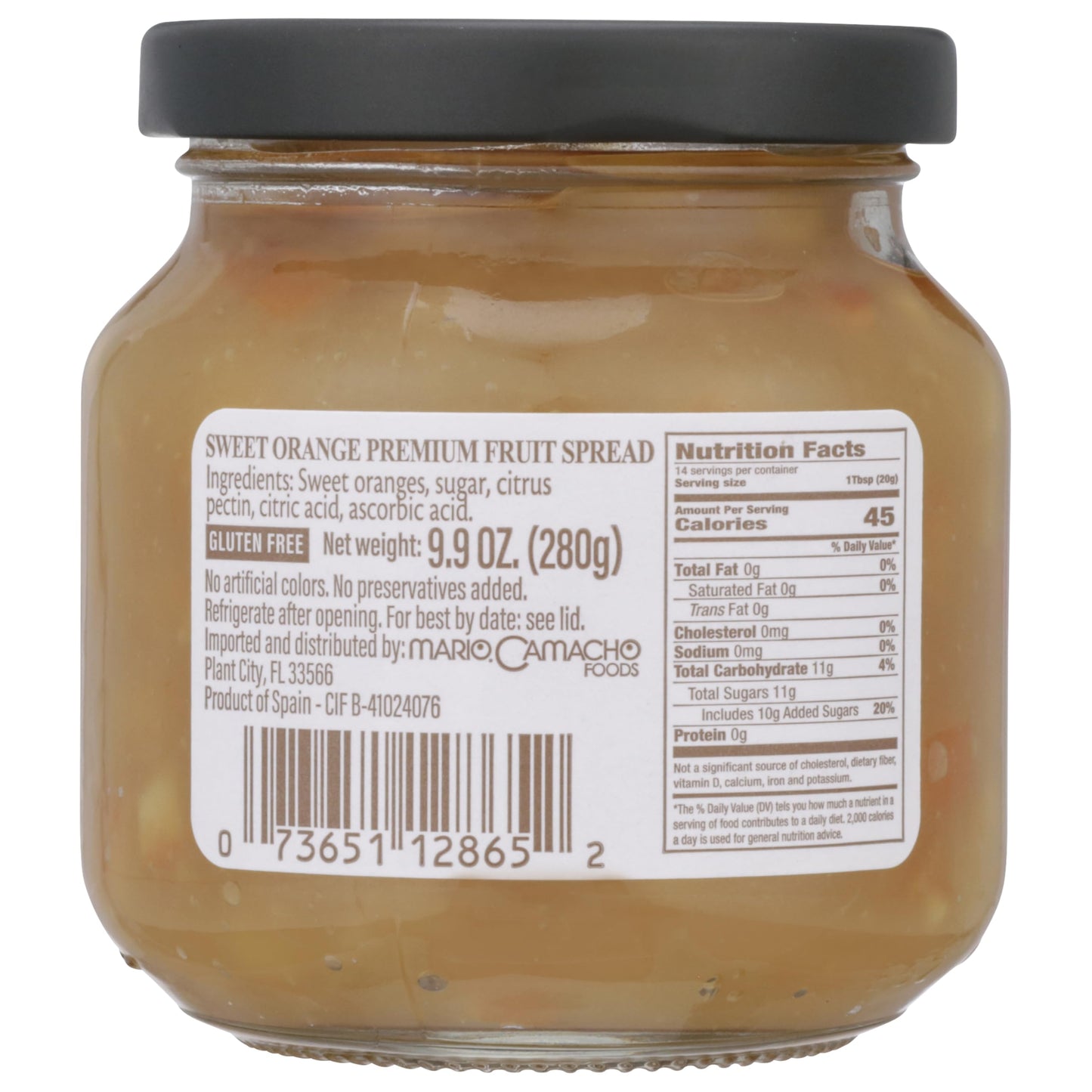 Mario Camacho La Vieja Fabrica Sweet Orange enhanced Fruit Spread  Sweet Orange  9.9 Oz (Pack of 8)