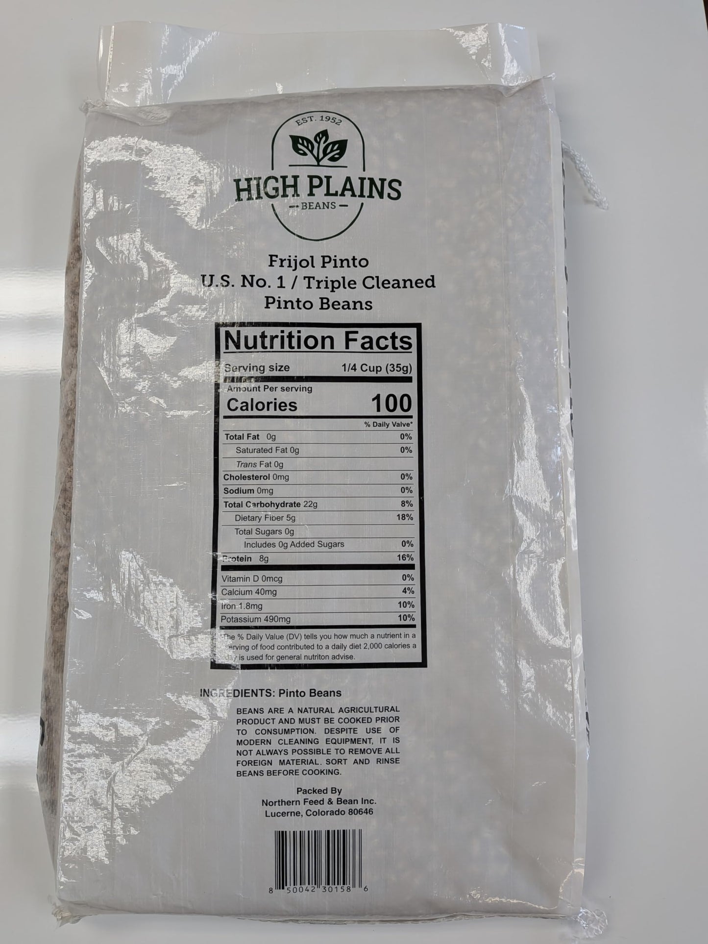 High Plains Pinto Beans | 25 Pound Bag | Farm-Fresh Pinto Beans | Non-GMO Verified | High Protein & Fiber Source | Dry Beans | Directly Sourced from Local Farmers