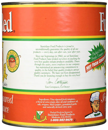 Stanislaus Full Red Pizza Sauce #10 Can, Pack of 6 - Fully Prepared, Rich Flavor for Pizzas, Pastas, and More