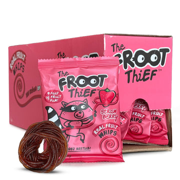 The FROOT Thief Real Fruit Snack Whips, Nut Free, Perfect for School Lunches, Individual Bags for Kids, Strawberry 24 Pack