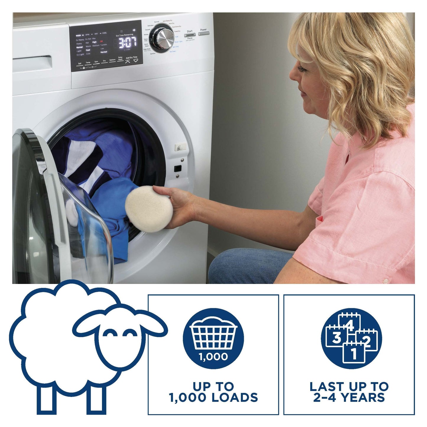 Ge Appliances Wool Dryer Balls, Xl 3 Inch Reusable Natural Fabric Softener Made Of 100% Pure New Zealand Wool, Set Of 3