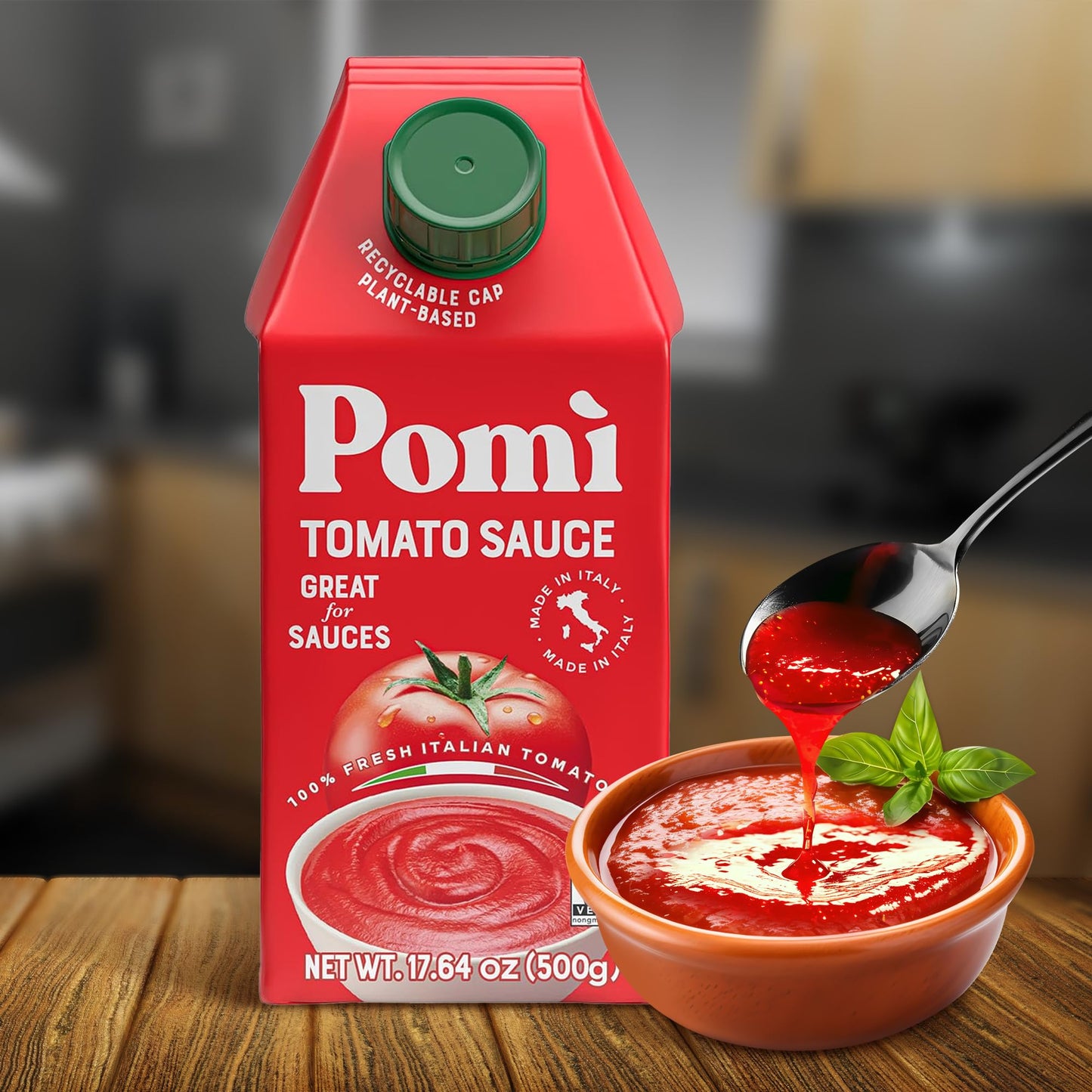 Pom Tomato Sauce - Made from 100% Fresh Italian Tomatoes - 17.64oz Carton (Pack of 12)