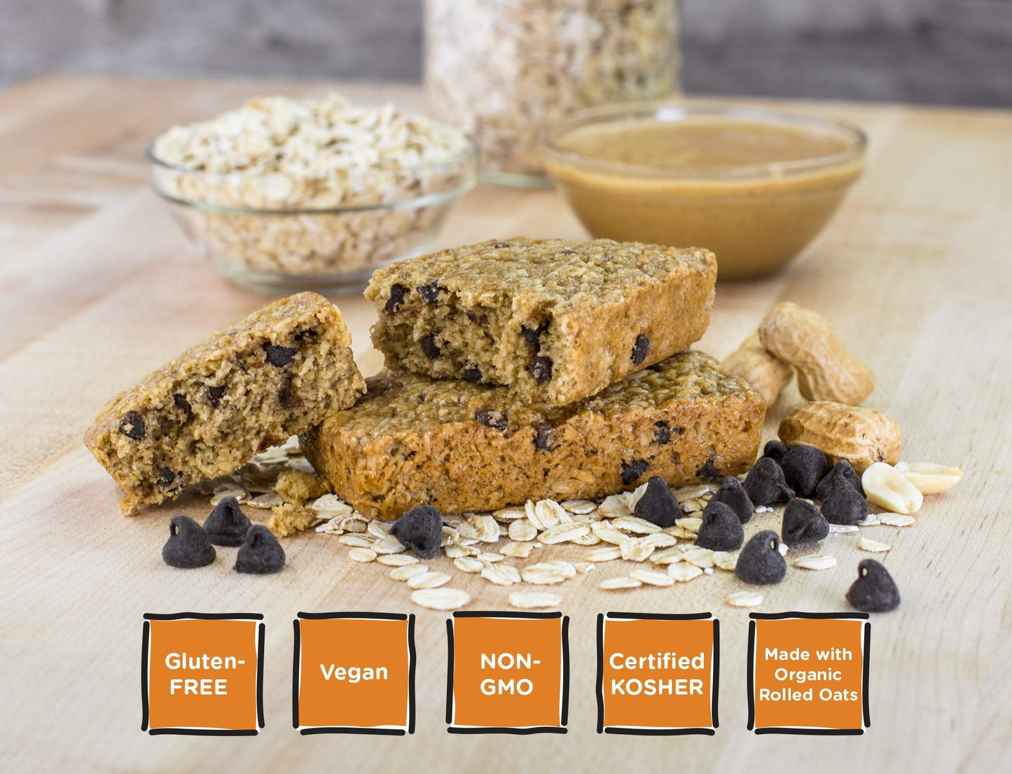 Bobos Oatmeal Bars, Peanut Butter Chocolate Chip, Gluten Free Vegan Whole Grain Oat Bars, Pack of 12