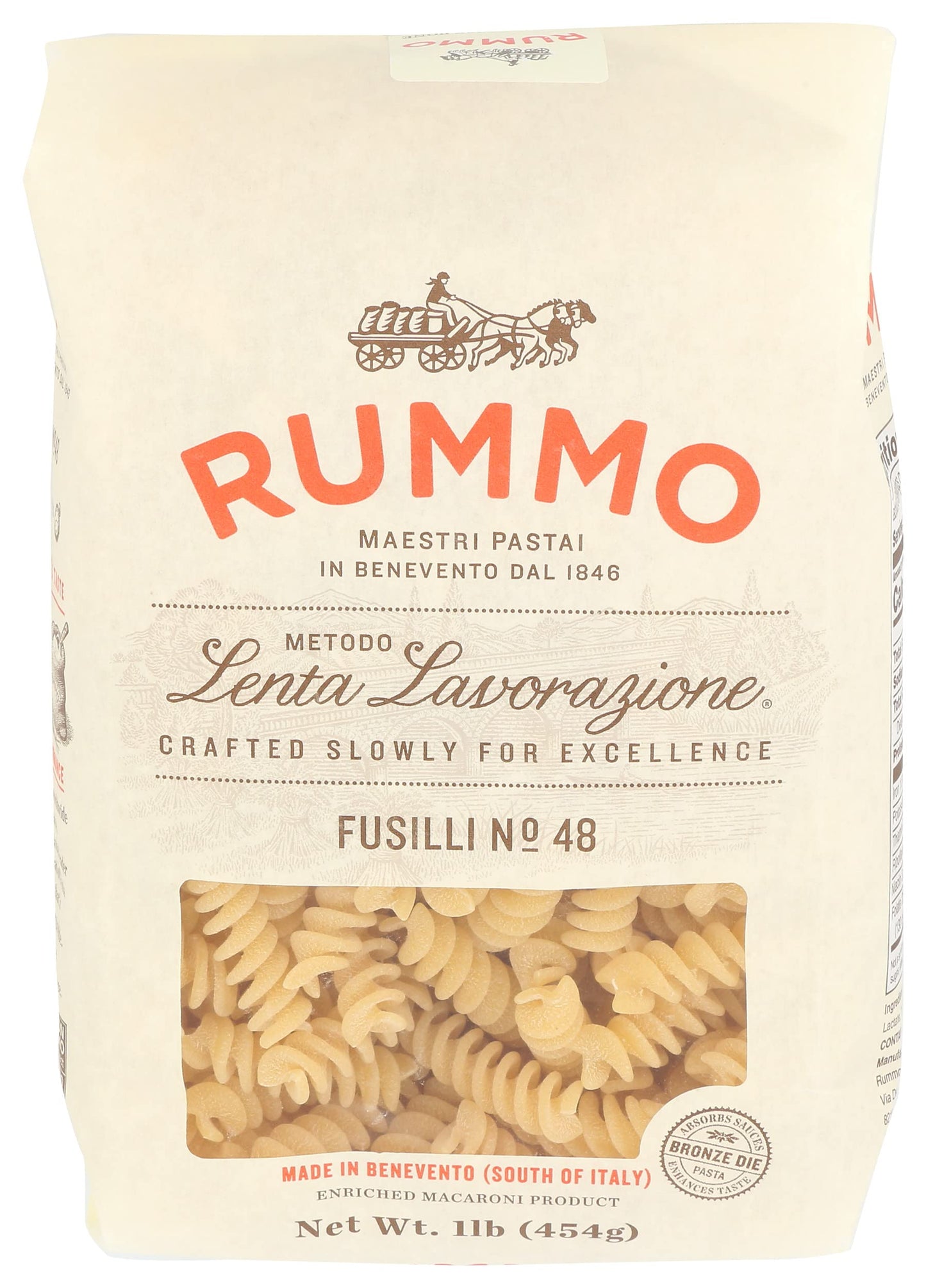 Rummo Fusilli Pasta N.48 - Fusilli Pasta Noodles, Spiral Pasta, Italian Pasta, Curly Noodles, Dry Pasta, Durum Wheat Pasta - 16 Ounce (Pack Of 1)