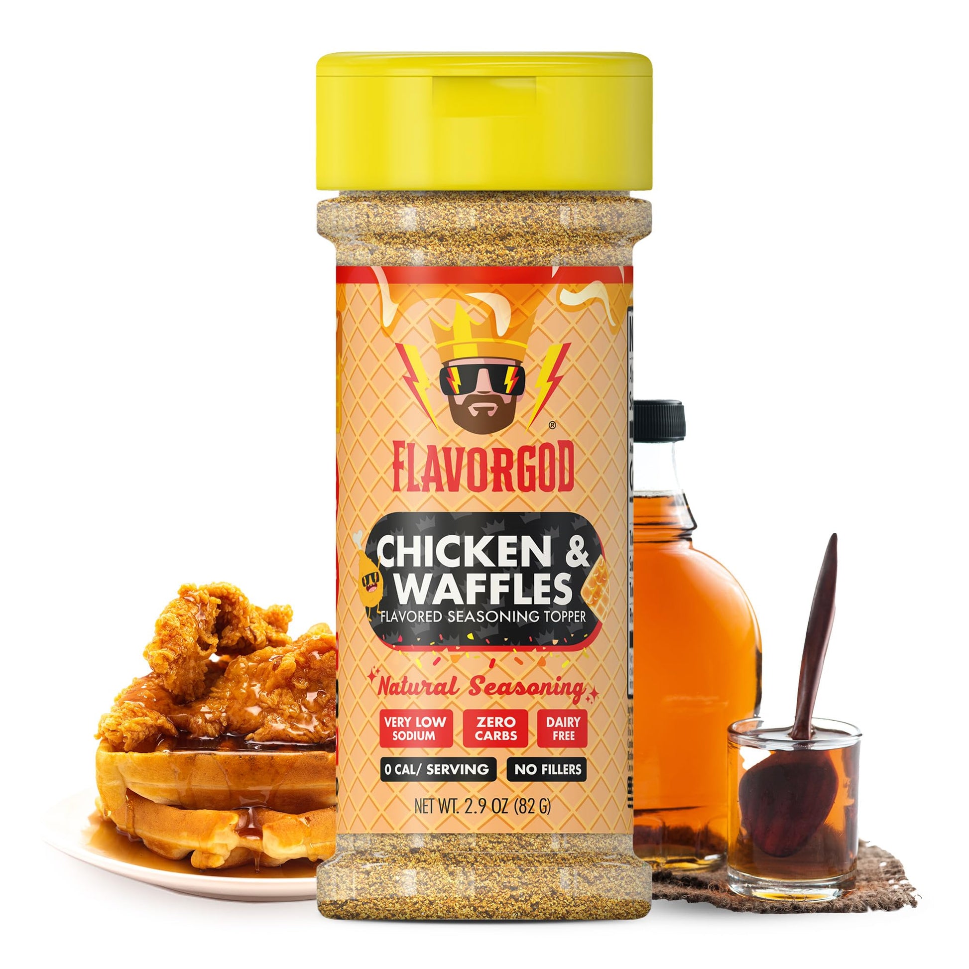 Chicken & Waffles Seasoning Topper Mix By Flavor God - Top-High Standardll Natural & Healthy Spice Blend For Chicken  Pasta & Vegetables - Kosher  Low Sodium  & Gluten-Free - Great Flavor Spices And Seasoning Gift