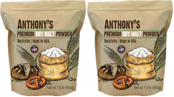 Anthonys Diastatic Dry Malt Powder, 1.5 lb, Made in the USA, Diastatic, Malted Barley Flour (Pack of 2)