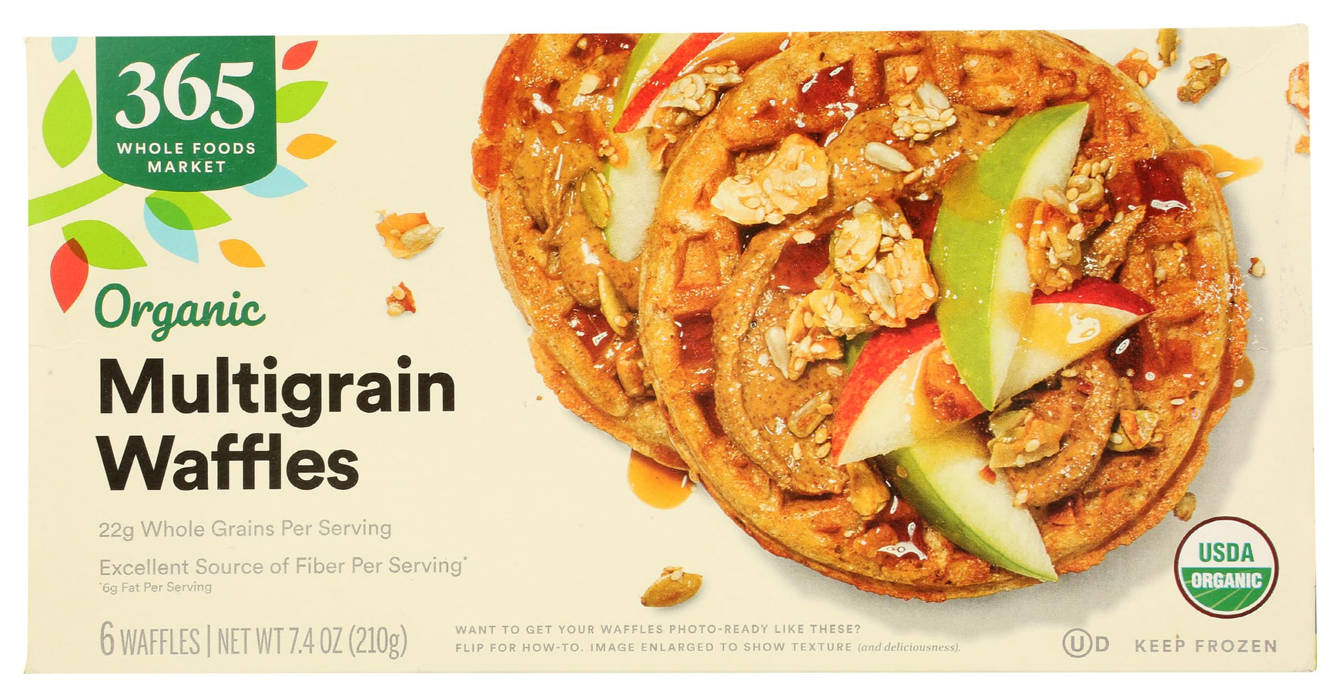 365 Everyday Value, Organic Multigrain Waffles, 7.4 oz, (Frozen)
