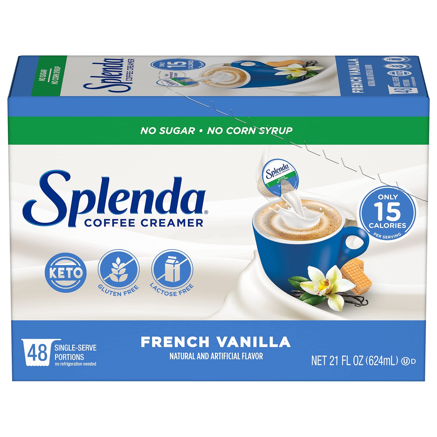 SPLENDA Single Serve Coffee Creamer Cups, Sugar Free French Vanilla, 48 Count (Pack of 2)