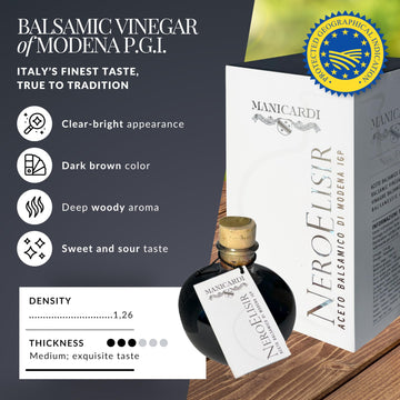 Manicardi Traditional Balsamic Vinegar Of Modena Pgi - Black Elisir With Drip-Stop Dispenser Perfect For Snacks, Pasta, Vegetabl