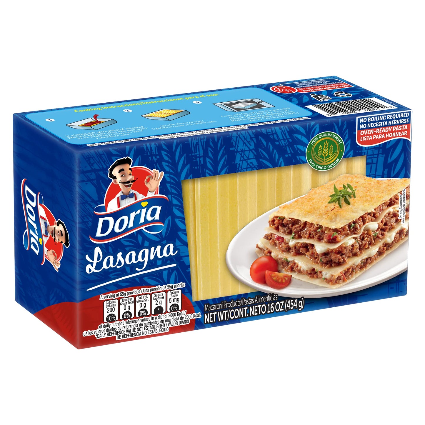 Doria Lasagna 16 oz Pasta Made with Durum Wheat Semolina (Pack of 3)