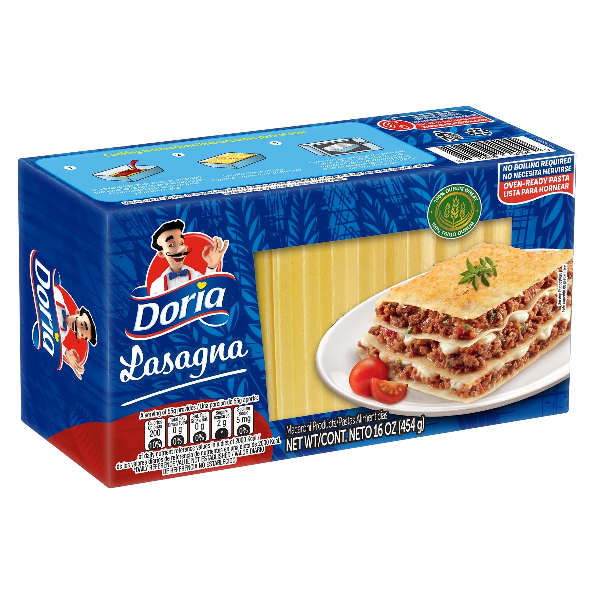 Doria Lasagna 16 oz Pasta Made with Durum Wheat Semolina (Pack of 3)