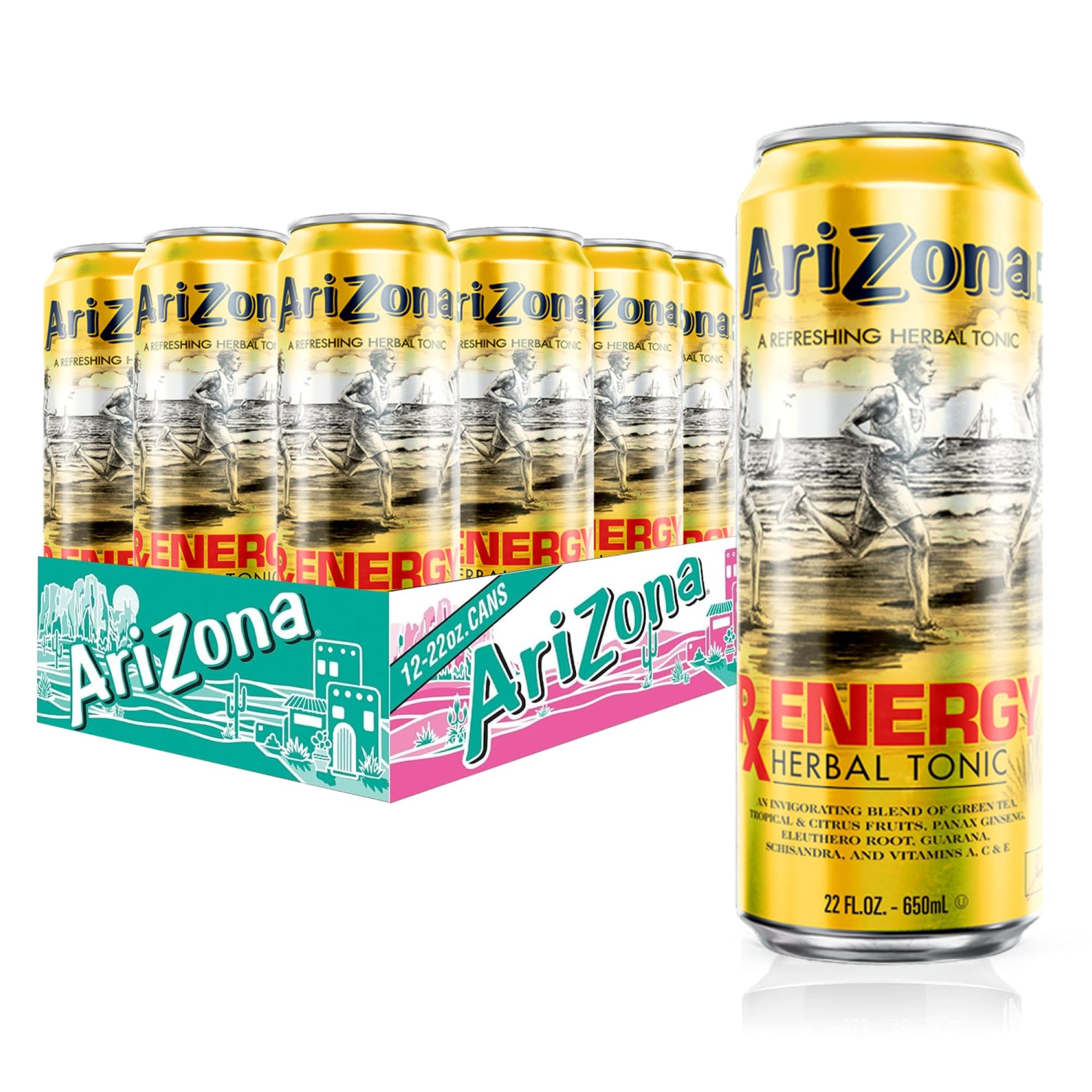 Arizona Rx Energy Drink, Big Can, 22 Fl Oz, Pack of 12