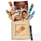 Man Crates Exotic Meats Crate - 10 Piece Set with 8 Rare Jerky Flavors - Includes Venison, Alligator, Elk - Sealed Wooden Crate