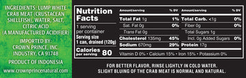 Crown Prince Crab Meat, Natural Fancy White-Lump, 6 Ounce Cans, Pack of 12