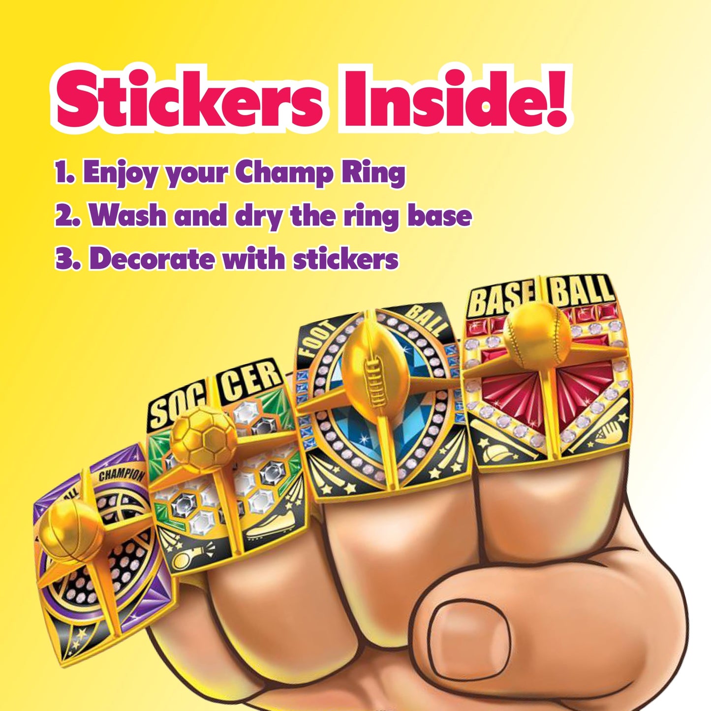 Champ Ring Basketball, Slam Dunk Watermelon - Sweet Watermelon Flavored Candy Rings - Individually Wrapped - No Artificial Color