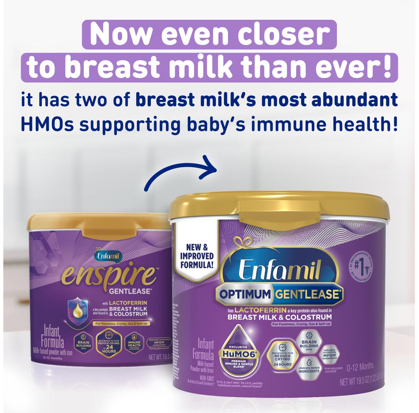 Enfamil Optimum Gentlease Baby Formula, Our Closest Formula to Breast Milk For Fussiness, Crying, Gas & Spit-up, Immune-Supporti