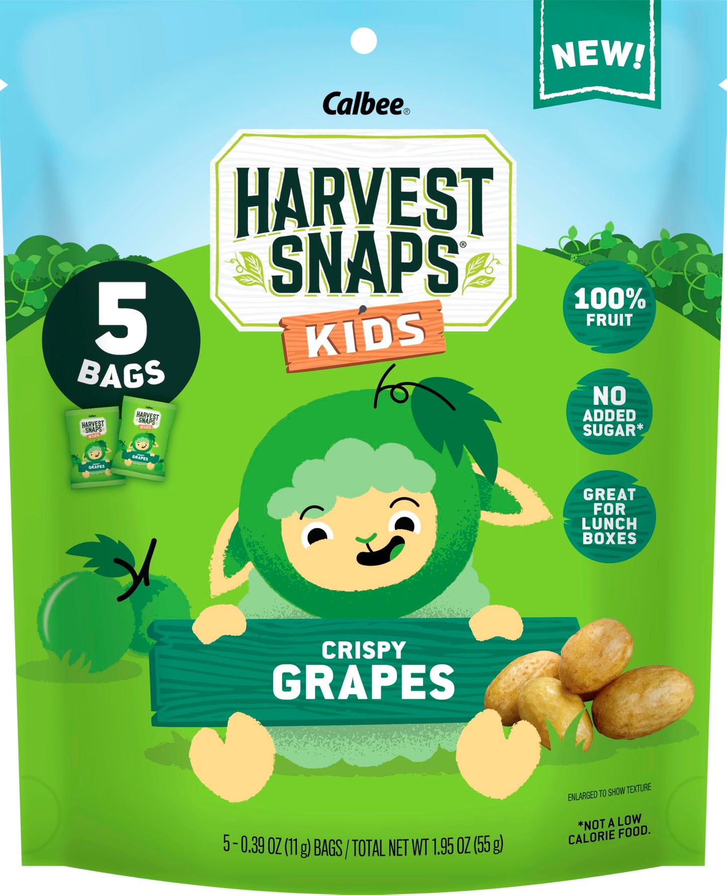 Harvest Snaps Kids Crispy Fruit Snack Bags (6 Pouches Of 5 Snack Bags) (Crispy Grapes)