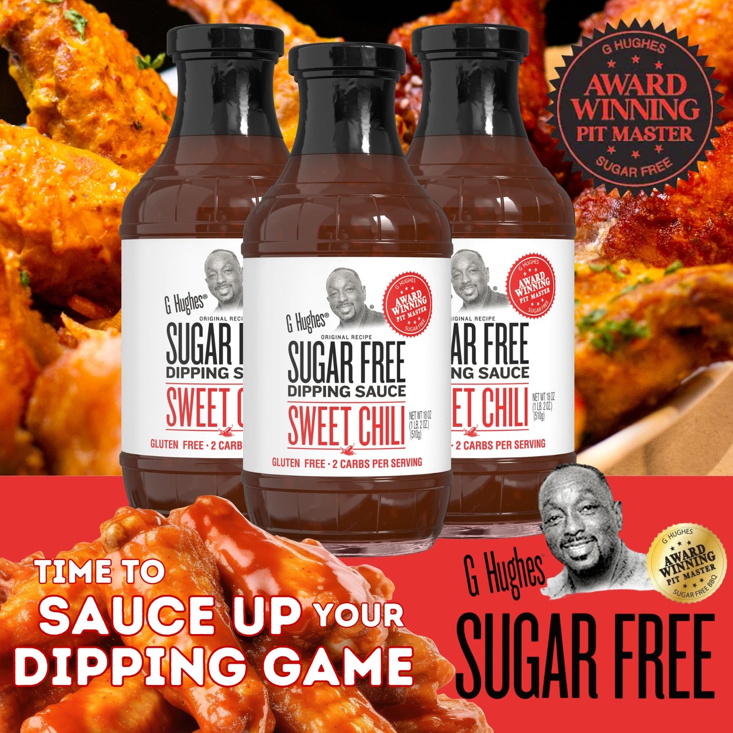 G Hughes Sugar Free, Sweet Chili Sauce - Gluten Free Dipping Sauces, Sugar Free Sauce, Hot Sauce, Low Carb Red Chili Sauce, Spic