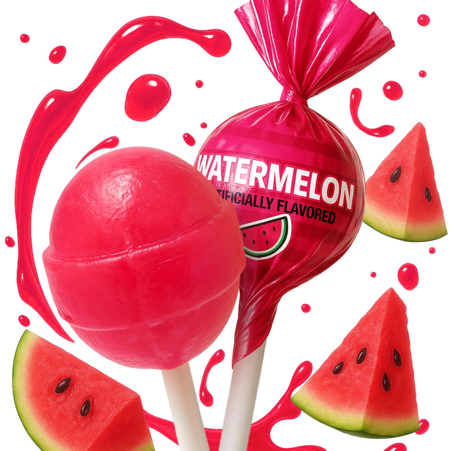 Watermelon Lollipops - 65 Count Bulk Candy Pack, Individually Wrapped - Fruity Suckers For Kids, Parties, Birthdays, Events & Pa